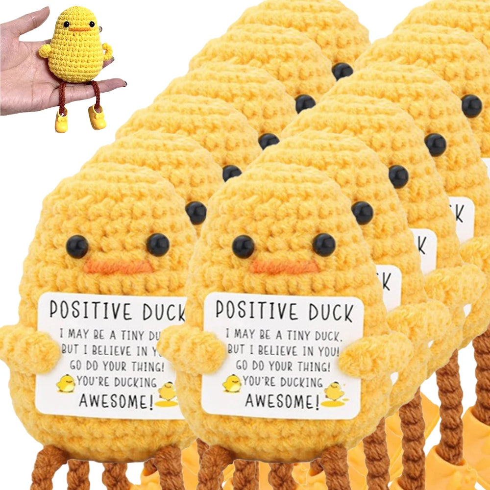 Cute Handwoven Positive Energy Duck Ornaments Handmade Crochet Support Emotional Pickles Cucumber Home Room Decor Birthday Gift