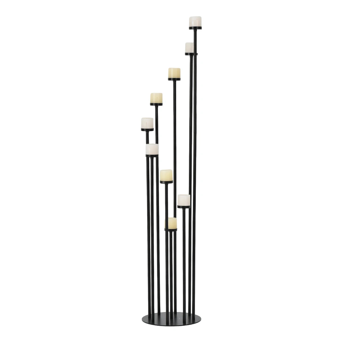 Black 9 Arm Floor Candle Holder Candelabra for Home Decor Weddings Dinner Parties Chrismas Formal Events 46.3inches