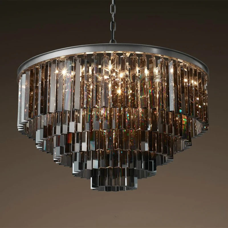 2024 Modern Crystal Chandelier Elegant K9 Crystal Smoky Gray Crystal Suspension Lamparas for Cafe Restaurant Hotel  Room Decor
