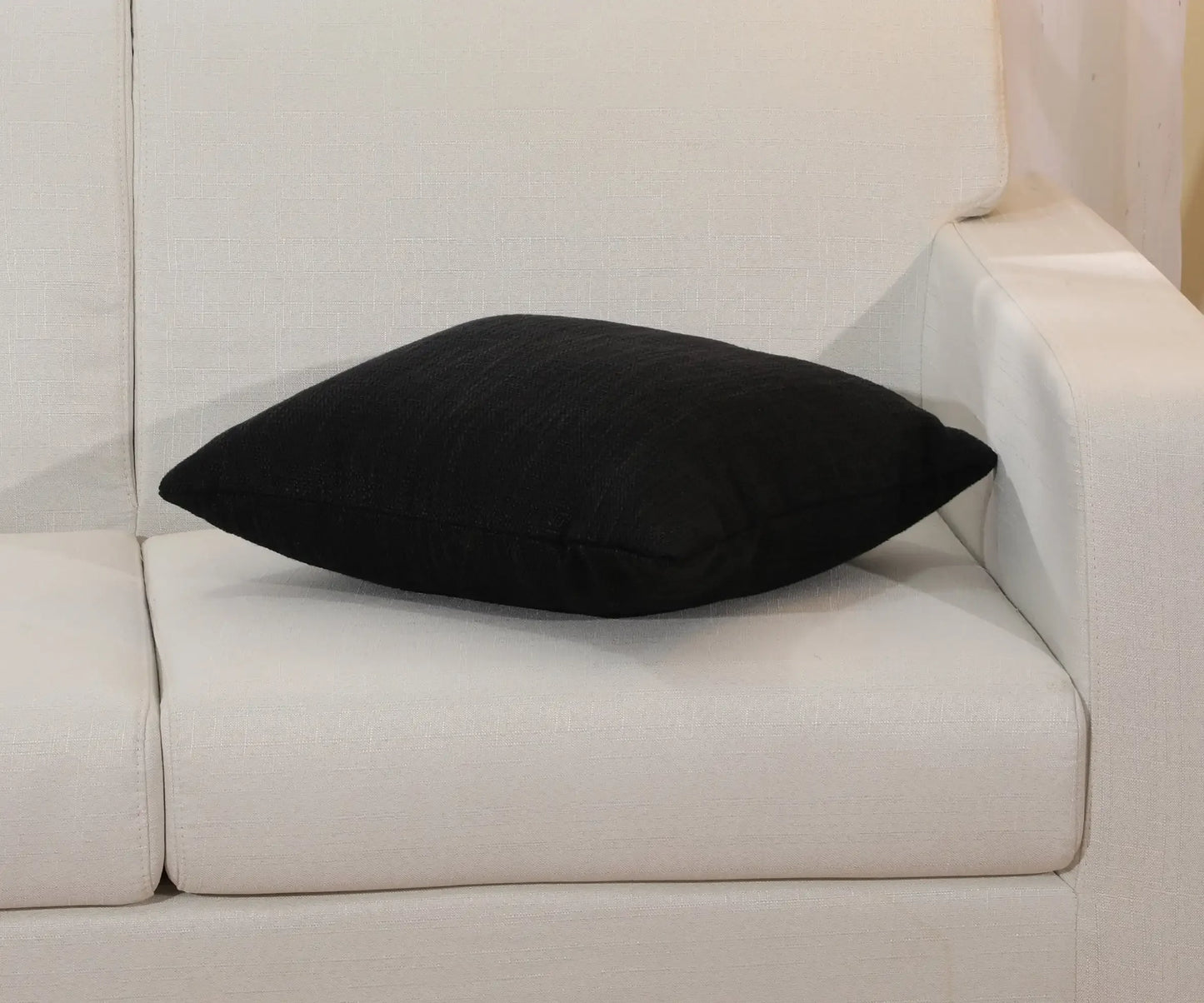 Solid Texture Polyester Square Decorative Throw Pillow, 18" x 18", Black