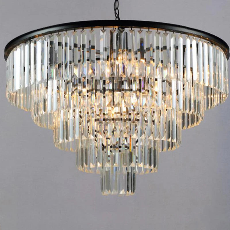 2024 Modern Crystal Chandelier Elegant K9 Crystal Smoky Gray Crystal Suspension Lamparas for Cafe Restaurant Hotel  Room Decor