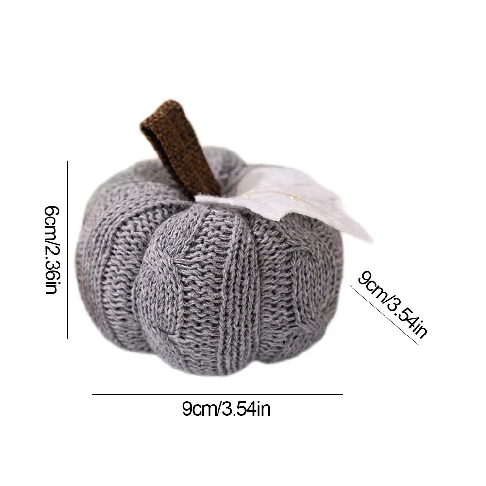 1-3PCS Autumn New Knit Mini Pumpkin with Maple Leaf Decoration Halloween Thanksgiving Day Kitchen Centerpiece Ornament Gifts