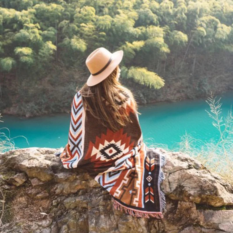 Cotton Knitted Sofa Blanket Geometric Hanging Tapestry Turkish Blanket Camping Beach Rug Living Room Carpet Bedspread deken