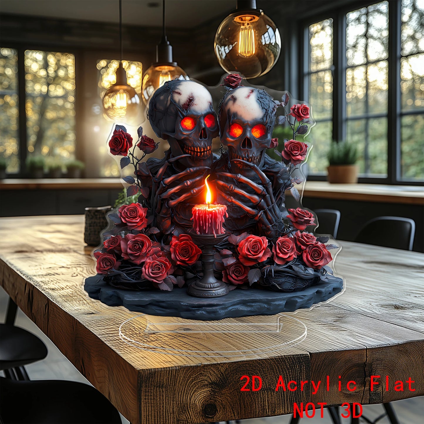 Gothic Black Cat Candle Holder Set with Skull Accents and Purple LED Lights Halloween Table Centerpiece Decorations