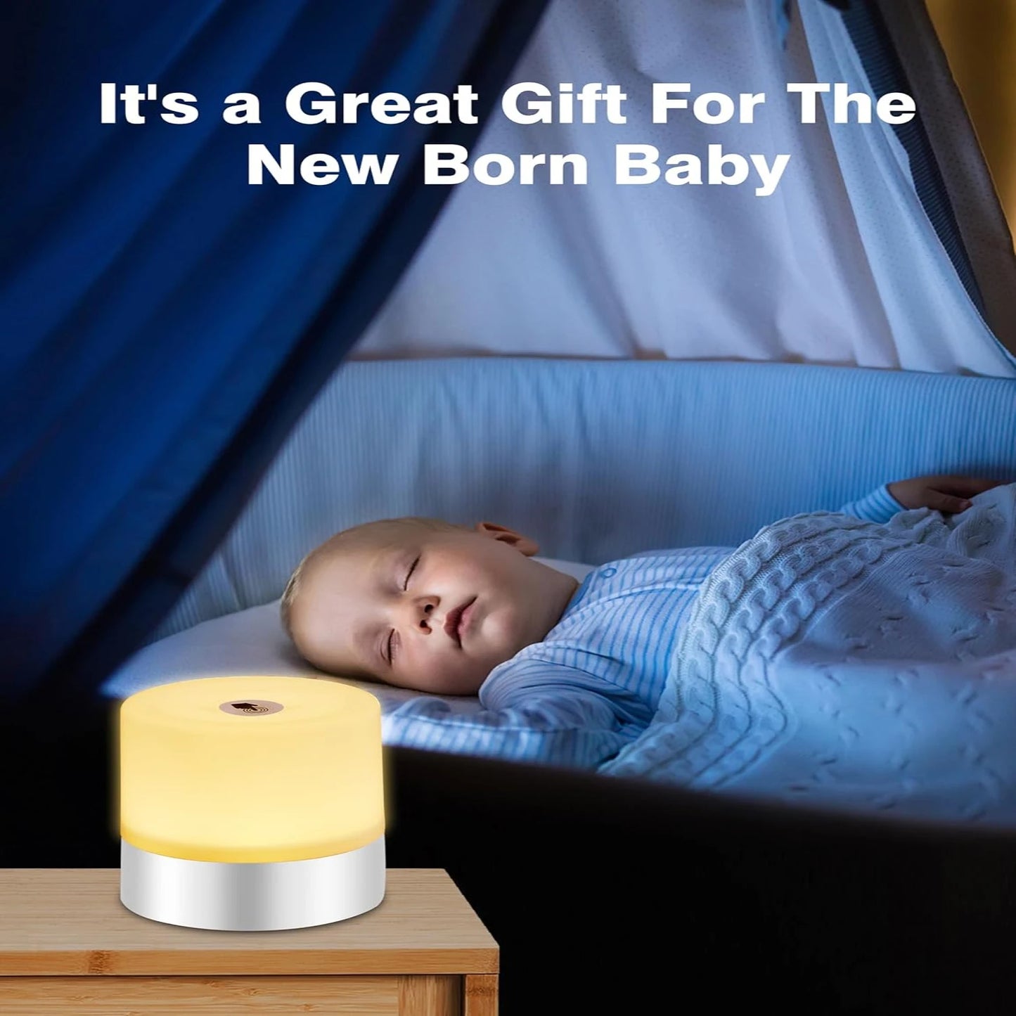 this sophisticated LED night light. Illuminate your surroundings with this chic and trendy portable light. Elevate the atmospher