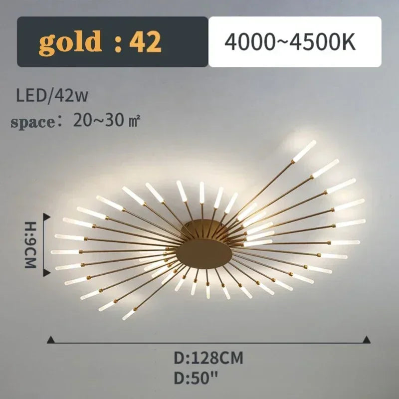 2025 Fireworks Design Ceiling Pendant Light for Living Room Bedroom Lighting Kitchen Chandelier Indoor LED Intelligent