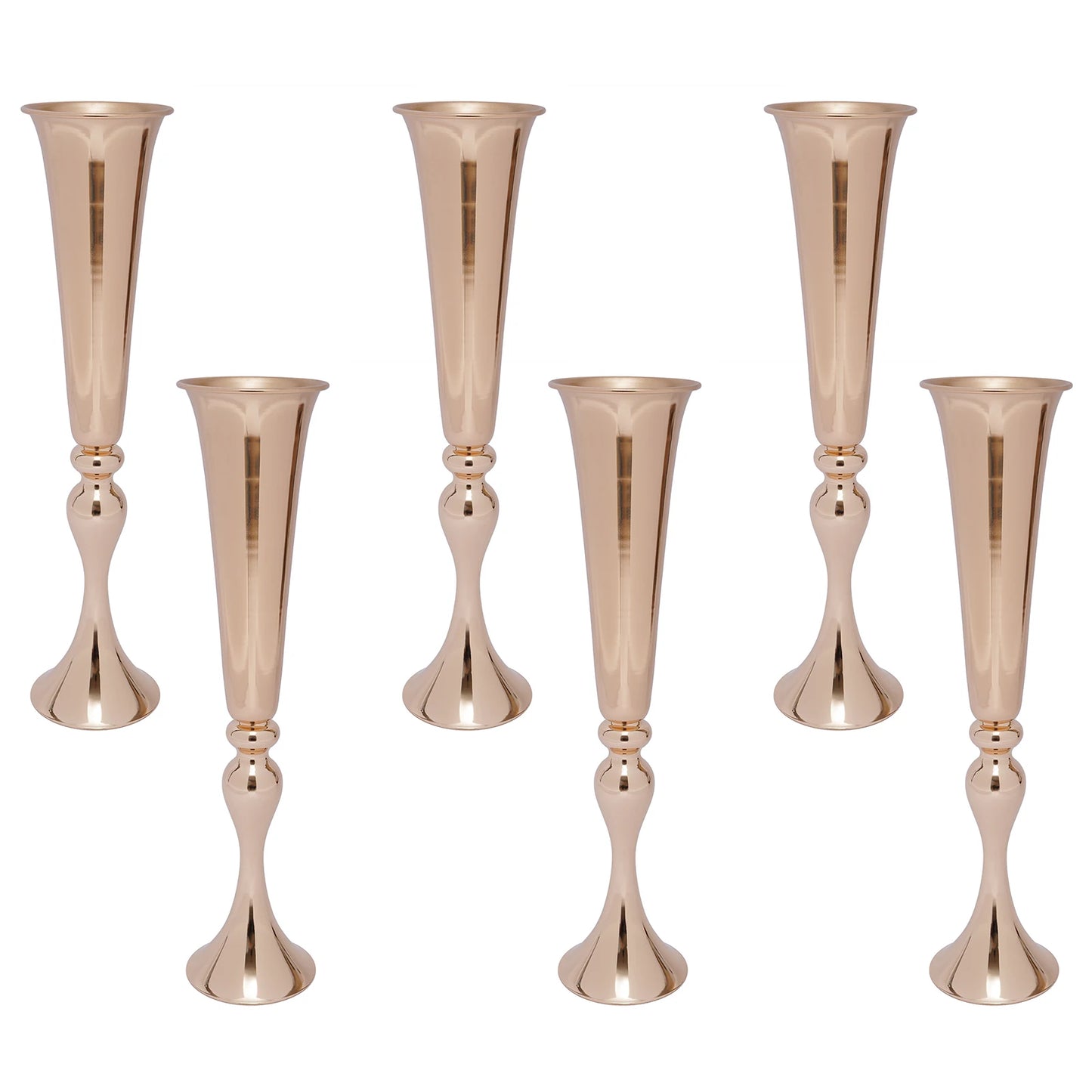 6pcs 22.2inch Metal Desktop Mount Trumpet Vases Gold Iron Decoration Vase For Weddings, Birthday Parties, Anniversaries
