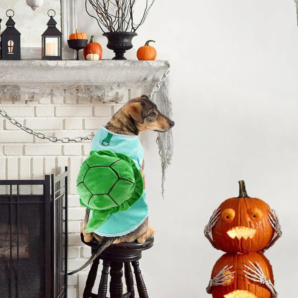 Turtle Dog Costume - Dog Halloween Costume with Utral Soft Turtle Shell Cute Outfit, Warm Fleece Doggie Clothes Cat Apparel with
