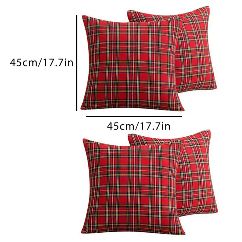 Pillow Cases Christmas Scottish Tartan Plaid Cushion Covers Bed Sofa Pad Party Decor Throw Pillow Cover Holiday Decors 45/50cm