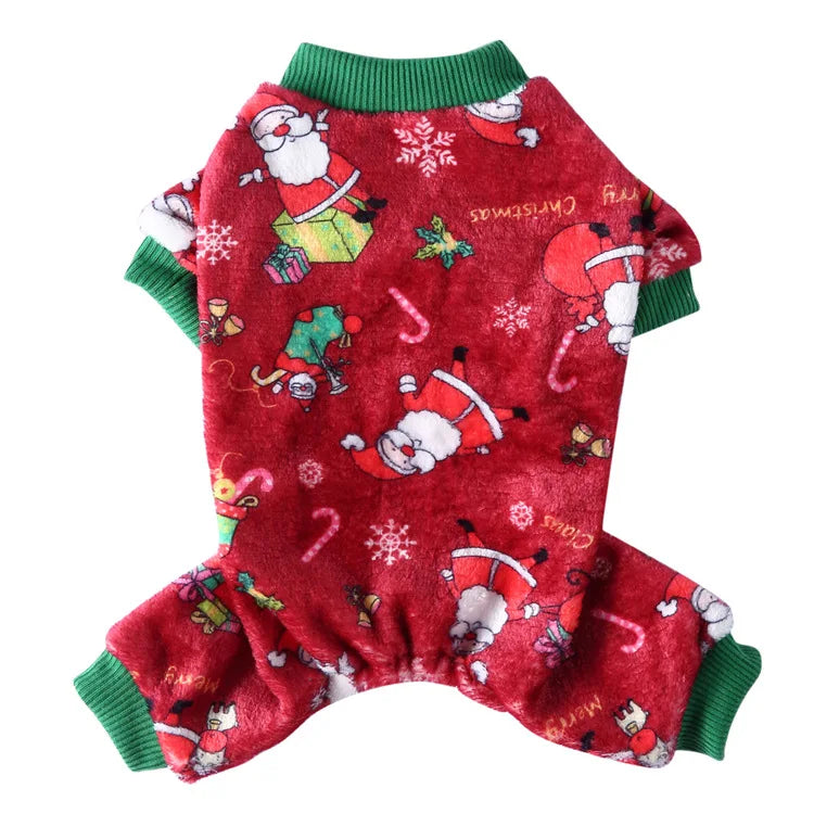 Pet Clothes Four-legged Christmas Dog Coats Costume Fleece Snowflake Cake Elk Autumn and Winter Dog Jackets Halloween Clothes