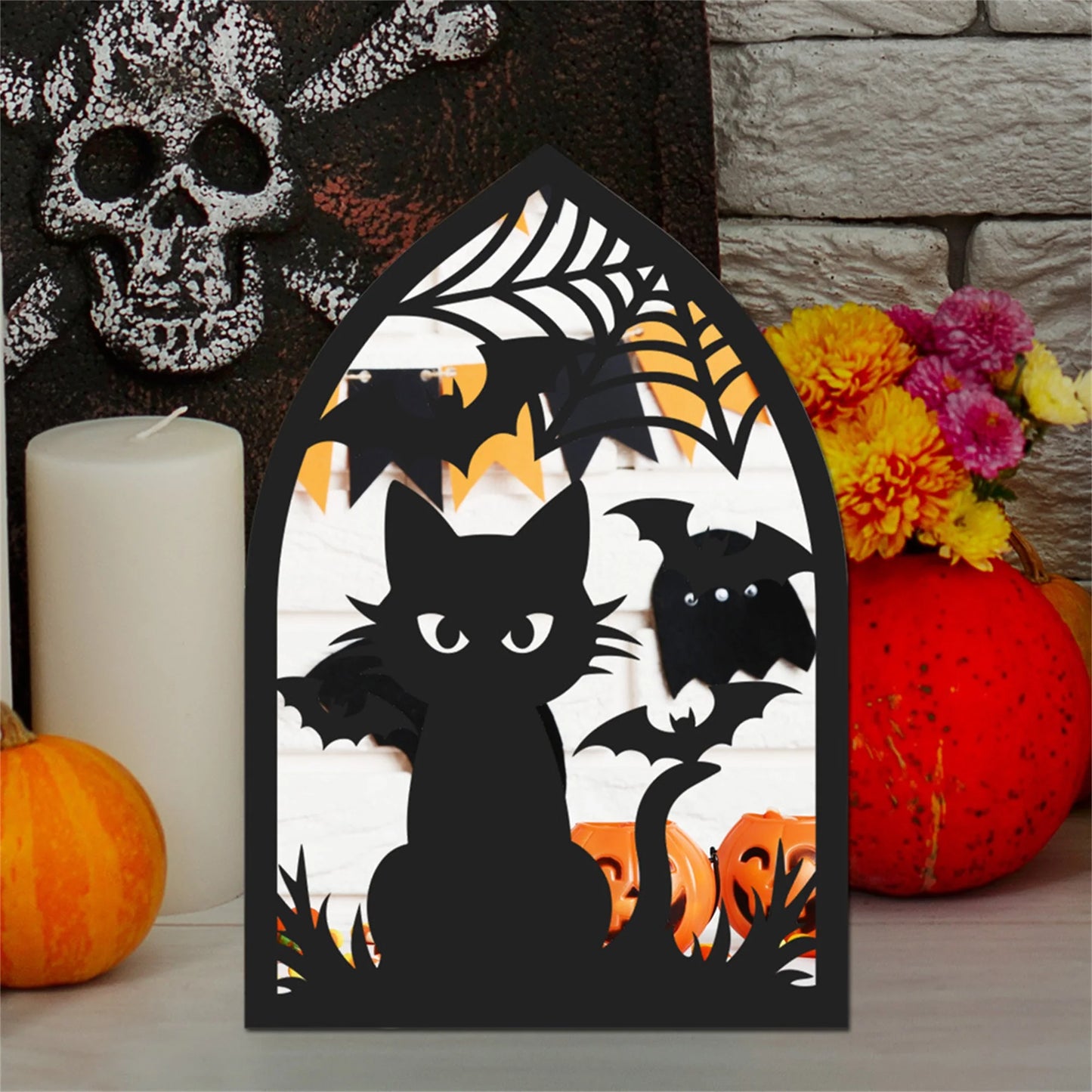 Spooky Halloween Acrylic Mirror Wall Sticker Set with Ghosts Bats Spiders - Scary Wall Art for Home Decorations