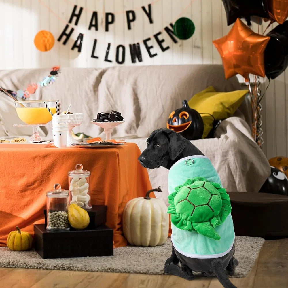 Turtle Dog Costume - Dog Halloween Costume with Utral Soft Turtle Shell Cute Outfit, Warm Fleece Doggie Clothes Cat Apparel with