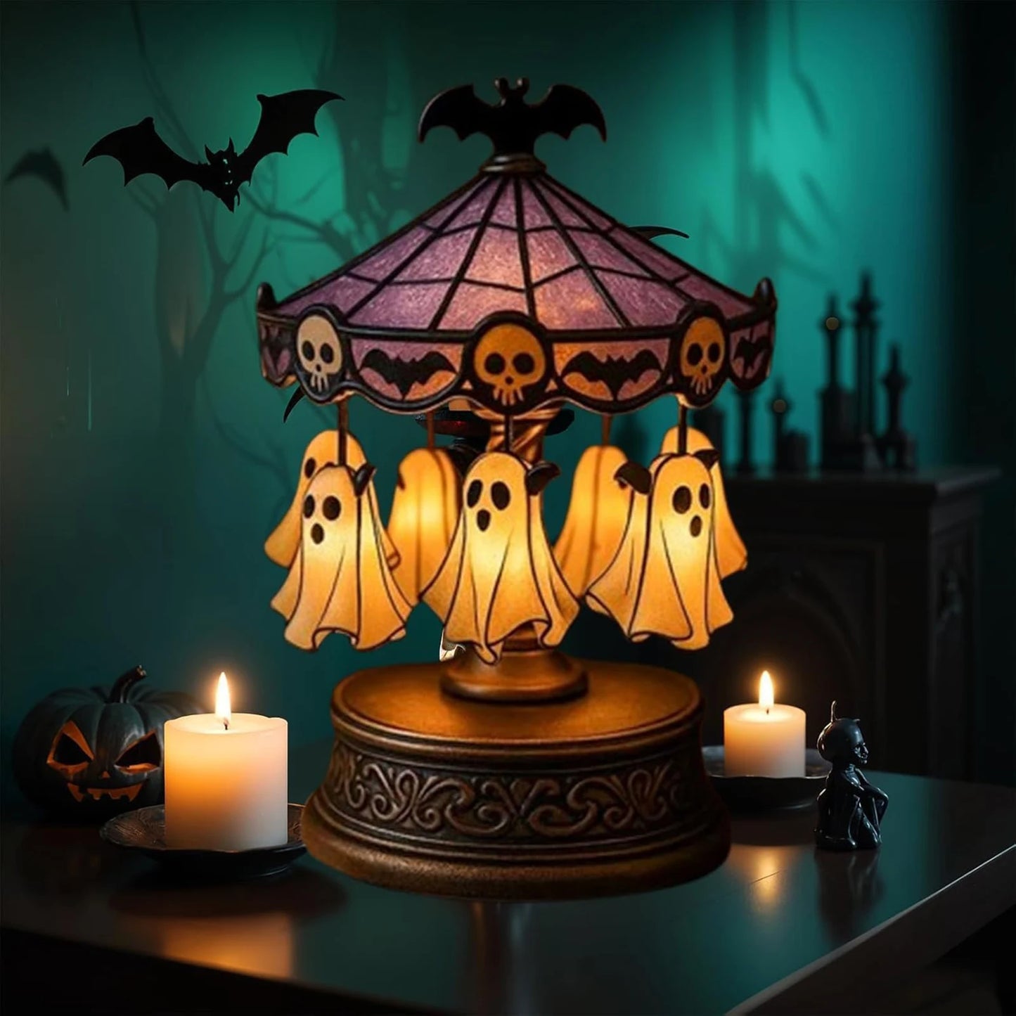 Halloween Spooky Ghost Carousel Ghost Carousel Lights Halloween Spooky Ghost Carousel Lamp Decorations For Home Bedroom Indoor