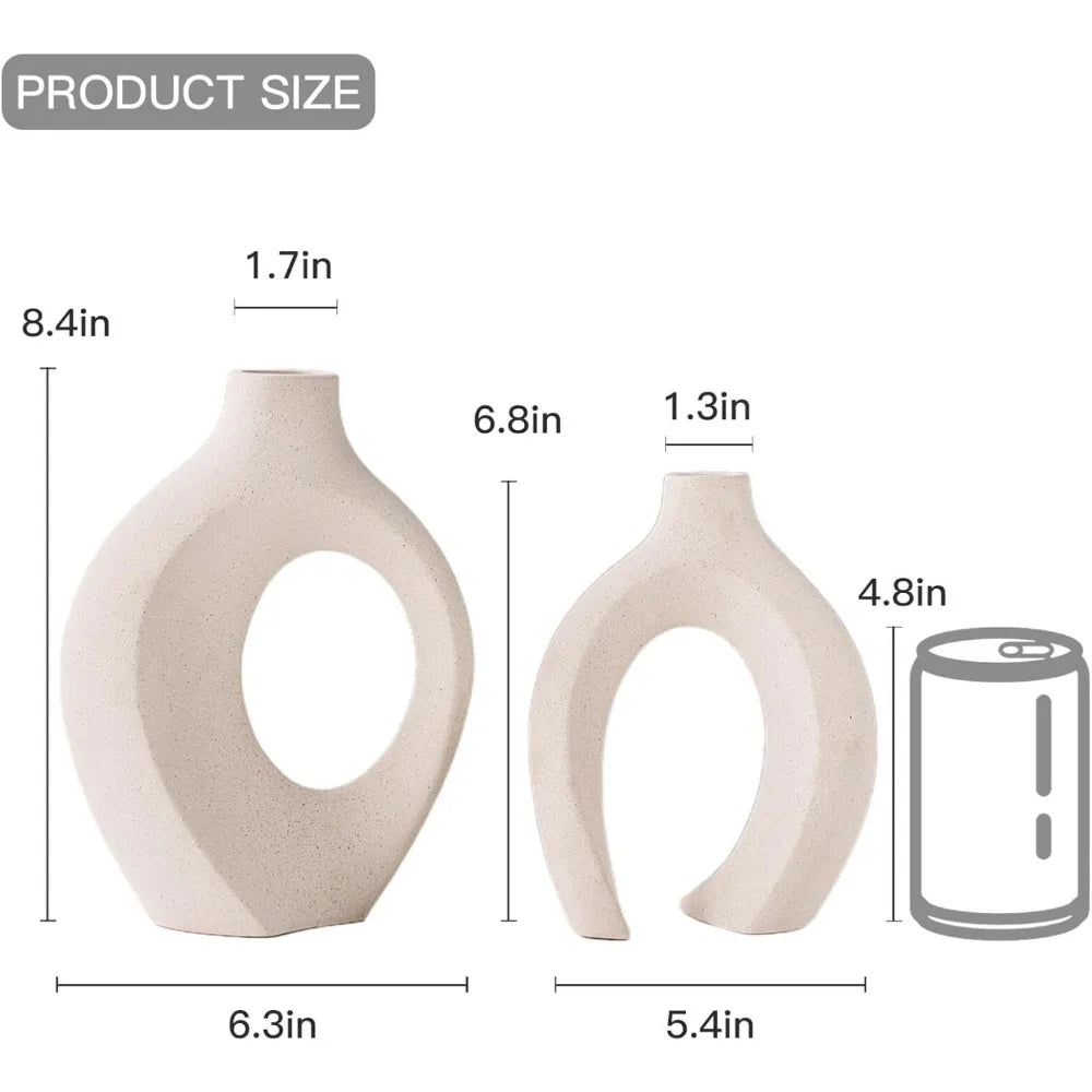 Hollow ceramic vase, Nordic modern bohemian decorative ceramic aesthetic vase for home décor