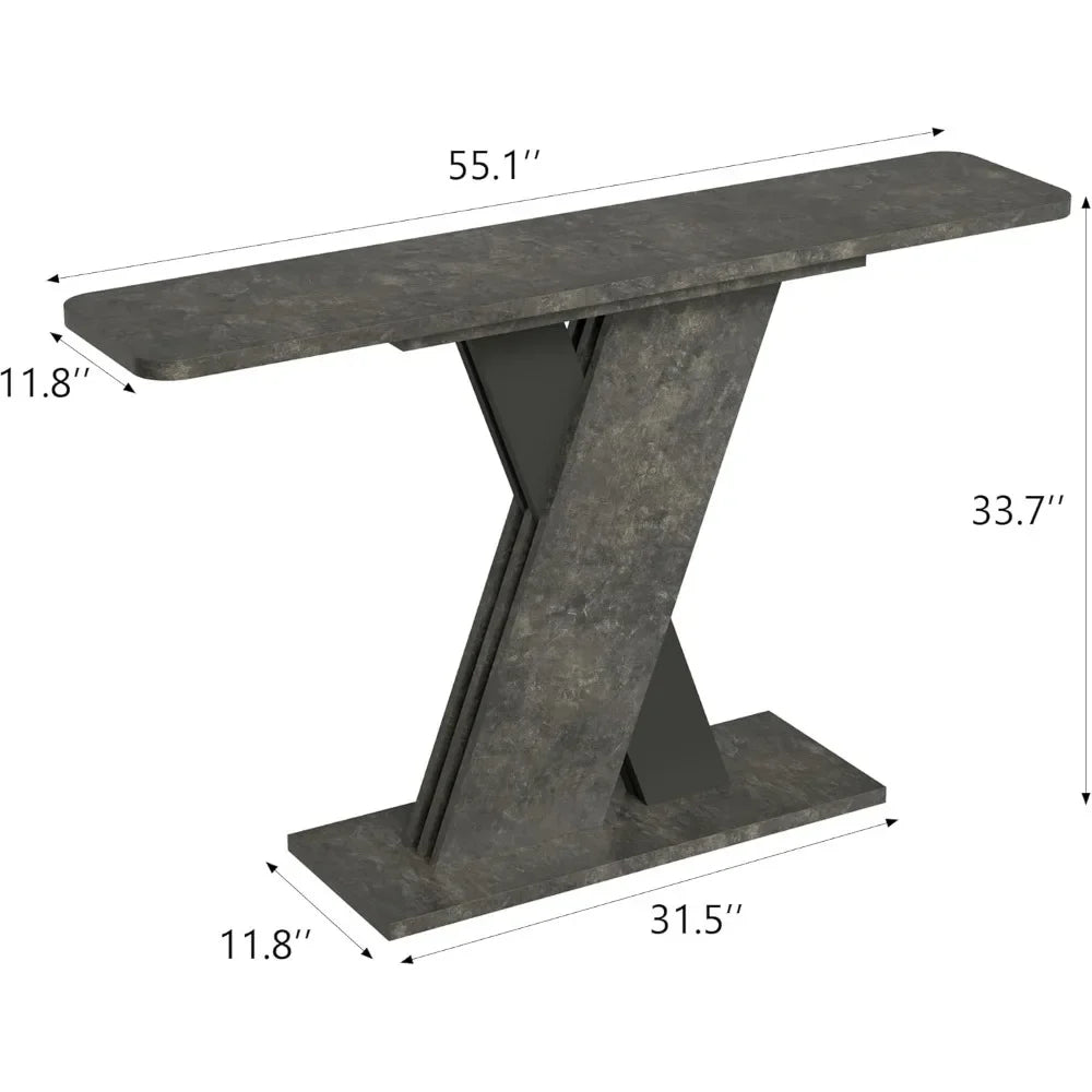 55'' Console Table, Industrial Narrow Entryway Table with Special Support Design, Accent Tables with Stable Base, Console Tables