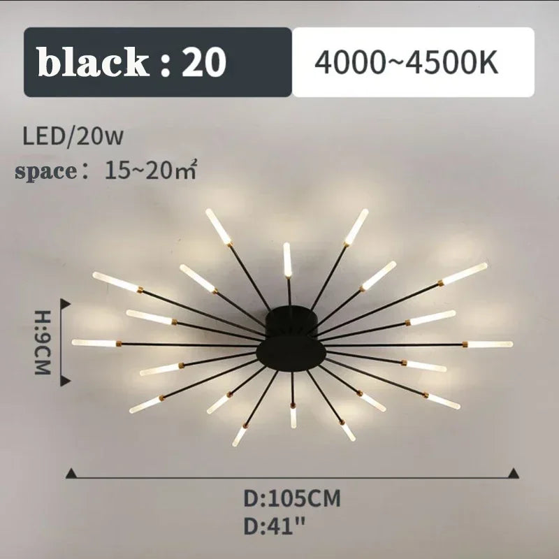 2025 Fireworks Design Ceiling Pendant Light for Living Room Bedroom Lighting Kitchen Chandelier Indoor LED Intelligent