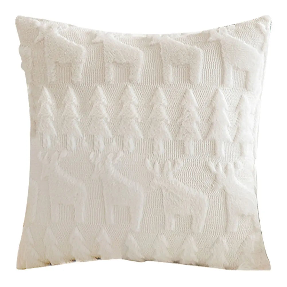 Christmas Pillow Covers 45x45cm Soft Plush Pillowcase Couch Cushion Case for Couch Sofa Holiday Festivals Winter Home Decor